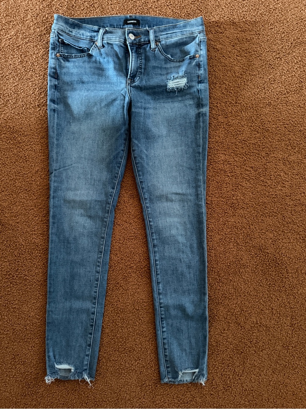 Express Women's Skinny Jeans Low Rise with Distressed Detail Size 10L